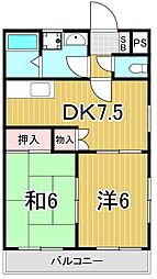 ジュネス南綾瀬 2DKの間取図画像