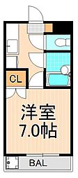 カーサビアンカ北綾瀬 1Kの間取図画像