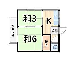 相原荘 2Kの間取図画像