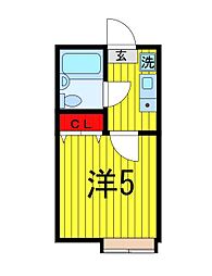 ベルウィング北綾瀬D 1Kの間取図画像