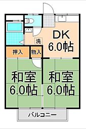 コーポラスローリエ 2DKの間取図画像