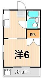 第2成和ハイツ 1Kの間取図画像