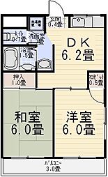 弘道ハイツ 2DKの間取図画像