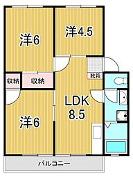 ジュピター兼六 3LDKの間取図画像
