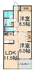 メゾンブラン 2LDKの間取図画像