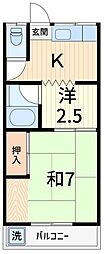 第2若葉荘 2Kの間取図画像