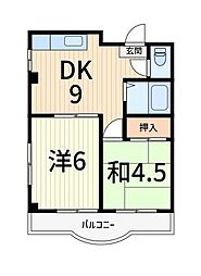 ミツエイハイツ 2DKの間取図画像