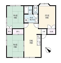 サンハイツ岸川 1階3DKの間取り