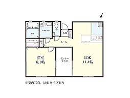 プレミアムアイランド牛津VIII 1階1LDKの間取り