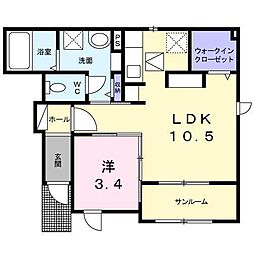 メゾン・ブリーズ　N 1階1LDKの間取り