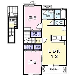 ソレイユルヴァン 2LDKの間取図画像