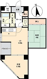 大手前ハウス 2DKの間取図画像