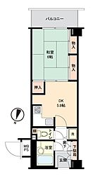 ファミールハイツ北大阪5号棟弐番館 1DKの間取図画像