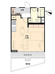 宝秀コーポ ワンルームの間取図画像