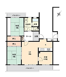 パークヒルズくすのき中央5号棟 3LDKの間取図画像
