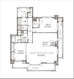 アリスト豊中少路 2LDKの間取図画像