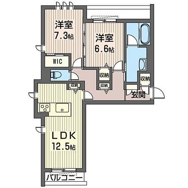 アロッジオ　ＭＨ 205｜群馬県前橋市総社町3丁目(賃貸アパート2LDK・2階・67.25㎡)の写真 その2