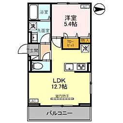 カスタリアVII 1階1LDKの間取り