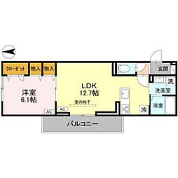 Ｄ−ＲＯＯＭ　文京町3丁目 1階1LDKの間取り