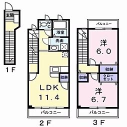 ノースチェスナット 2階2LDKの間取り