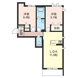 ＴＳヴィラ元総社 1階2LDKの間取り