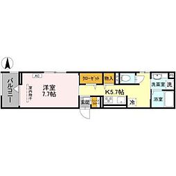 Ｌａ　Ｍａｉｓｏｎ　表町 2階1Kの間取り