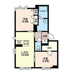 アルフラットＢ 1階2LDKの間取り