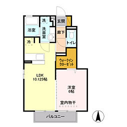 クロワール 1階1LDKの間取り