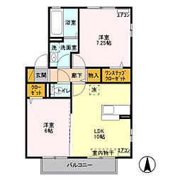 パークシャトー 2階2LDKの間取り