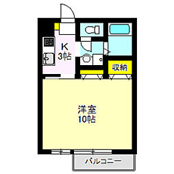 Ｍ・Ｍハイツ 2階1Kの間取り
