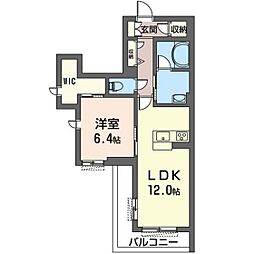 シャーメゾンオーク 1階1LDKの間取り
