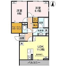 ＥＩＪＵ　ＨＯＵＳＥ　II 2階2LDKの間取り