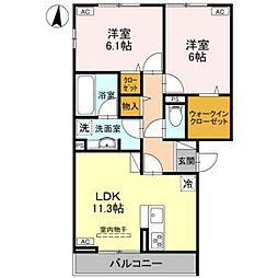 ＥＩＪＵ　ＨＯＵＳＥ　II 3階2LDKの間取り