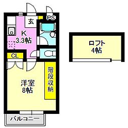 シャトル・ミナミハイツ 1Kの間取図画像