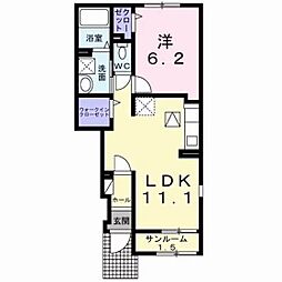ハピネス 1LDKの間取図画像