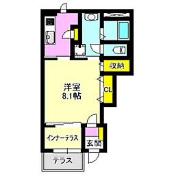 ルアナハル 1Kの間取図画像