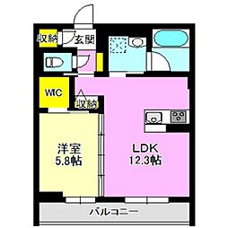 シャーメゾン表町 1LDKの間取図画像