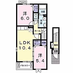 カーサ・エテルノB 2LDKの間取図画像