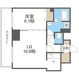 ティアラタワー中島倶楽部 27階1LDKの間取り