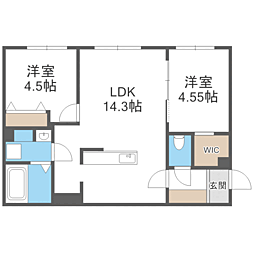 仮）アーバス南円山 4階2LDKの間取り