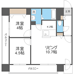 レジディア札幌駅前 11階2LDKの間取り