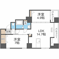 ビッグタワー大通公園 2LDKの間取図画像