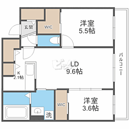 アオリオ北大前 2LDKの間取図画像