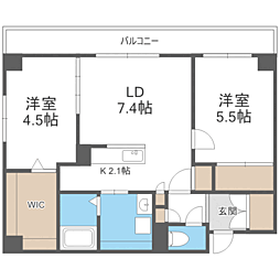 アルファスクエア中島公園 2LDKの間取図画像