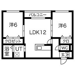 プリマソレイユ 2LDKの間取図画像