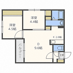LaVitaスミカワ 2LDKの間取図画像