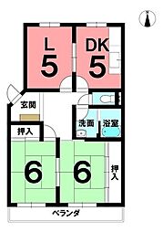 時之島マンションA棟 2LDKの間取図画像