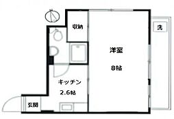 椎名町マイコーポ ワンルームの間取図画像