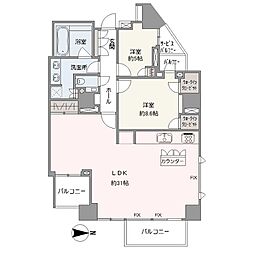プレミスト代々木公園パークフロント 2LDKの間取り