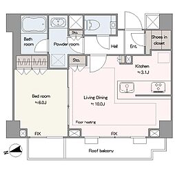 南青山マスターズハウス 1LDKの間取図画像